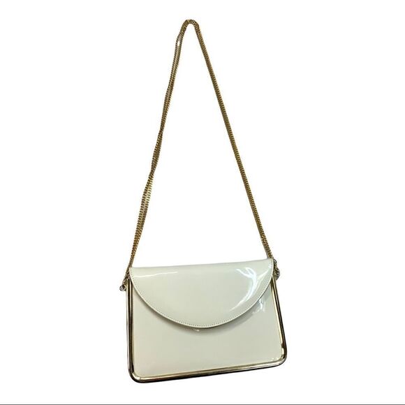 Handbags - 🔵Robert Bestien Ivory Patent Leather Bag Purse Shoulder Chain Strap Vtg